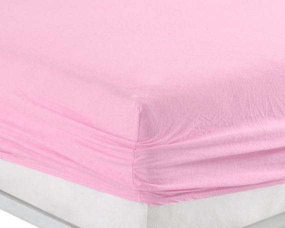 Простынь 180x200см трикотаж (джерси) на резинке с наволочками Розовая | Зображення 2