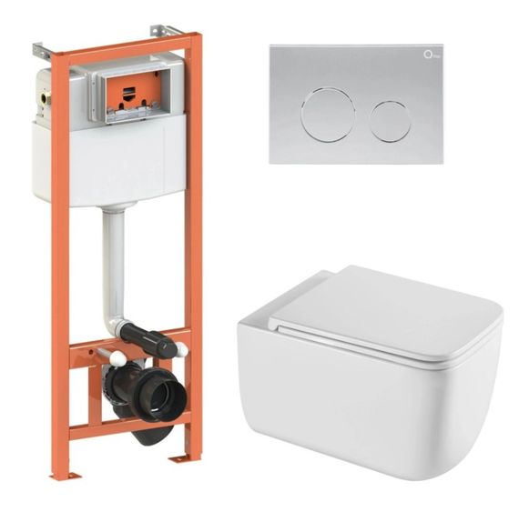 Набір Qtap Nest 4 в 1 підвісний унітаз Gemini Ultra Quiet 530х365х373 + комплект інсталяції QT2533076EUQW46158