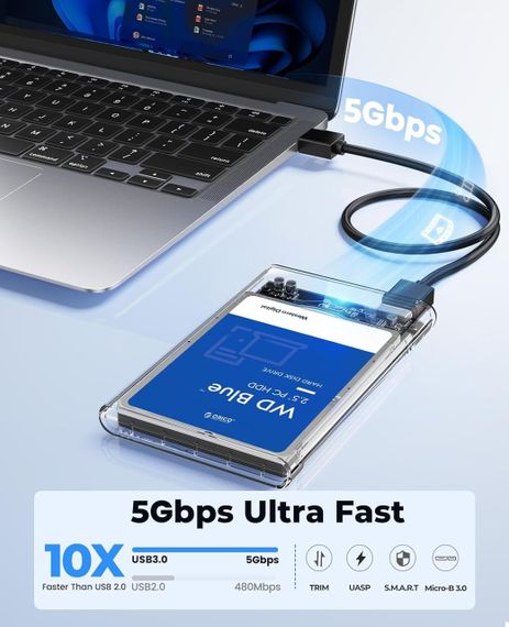 Чохол для жорсткого диска, захисний, прозорий з USB 3.0, ORICO для 2.5-дюймового зовнішнього жорсткого диска. | Зображення 7
