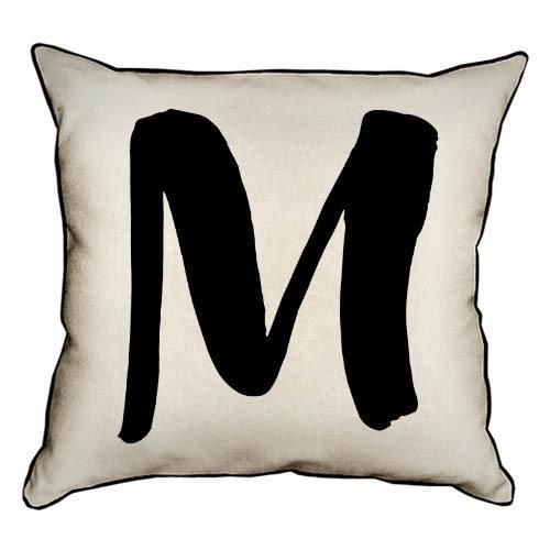 Подушка з мішковини Английская буква M 45x45 см (45PHB_ABC026_WH)