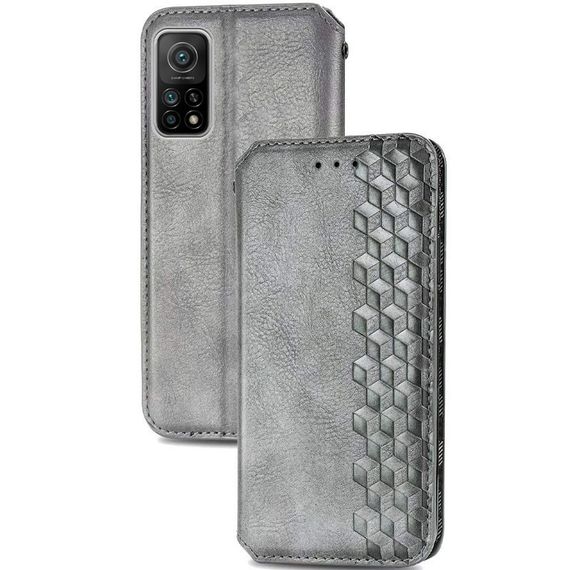 Кожаный чехол книжка GETMAN Cubic (PU) для Xiaomi Mi 10T / Mi 10T Pro Штучна шкіра, Слот для візитки, Сірий | Зображення 1
