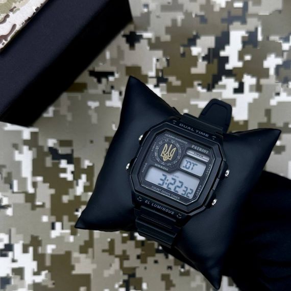 Годинник наручний Patriot 010BKUAGD Тризуб золото Чорні + Коробка. | Зображення 1