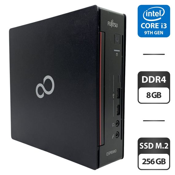 Неттоп Fujitsu Esprimo Q558 Mini USFF / Intel Core i3-9100T (4 ядра по 3.1 - 3.7 GHz) / 8 GB DDR4 / 256 GB SSD M.2 / Intel UHD Graphics 630 / Блок живлення б/в