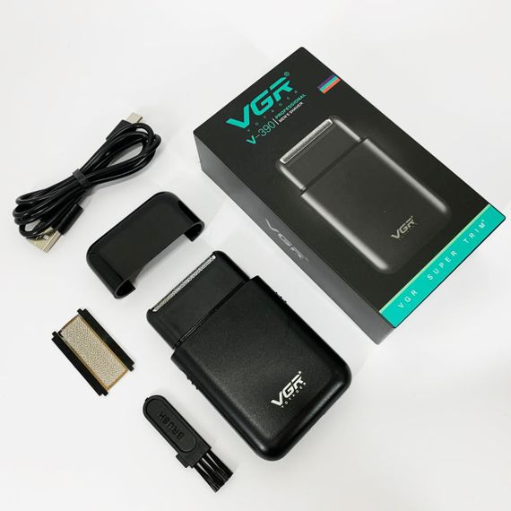 Аккумуляторная мужская мини электробритва VGR V-390 для бритья бороды и усов шейвер. Цвет: черный | Зображення 8