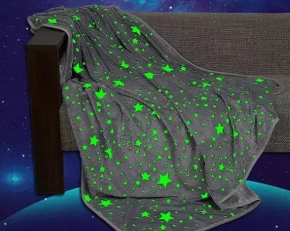 Серый Детский плед-покрывало светящийся в темноте Magic Blanket 150*200