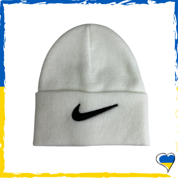 Шапка біла Nike брендова універсальна, Найк. Шапка чоловіча, жіноча, підліткова, дитяча | Зображення 1