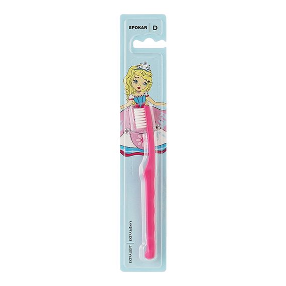 Дитяча зубна щітка Spokar 3432 D UltraSoft (ультра-м'яка) від 0 до 6 років, діаметр щетинок 0,10мм., рожева з білим