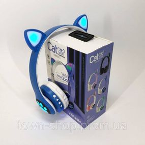 Беспроводные наушники с кошачьими ушками и RGB подсветкой Cat VZV 23M. Цвет: синий