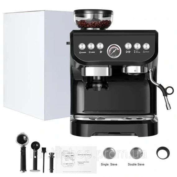 Кофеварка профессиональная электрическая с кофемолкой 1560 Вт 2 л Sokany SK-6866 | Зображення 7