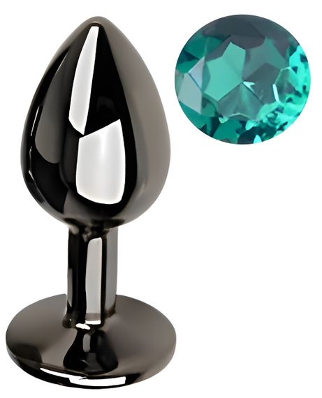 Анальна пробка з кристалом EGZO - Dark Gray Round Plug Marine, size S sexstyle | Зображення 1