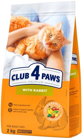 Сухий корм для дорослих кішок Club 4 Paws (Клуб 4 Лапи) Преміум. З Кроликом 2 кг