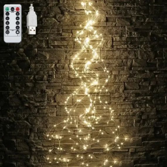 USB гірлянда "Конський хвіст" 400 LED 20 ниток, 2.5 м, тепле біле світло знижка