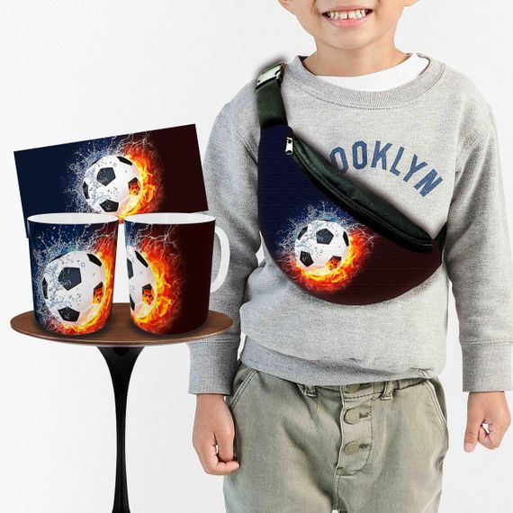 Набір: дитяча сумка-бананка+кружка Футбол 32х15см, бананка для хлопчика футболіста через плече на подарунок (00992)