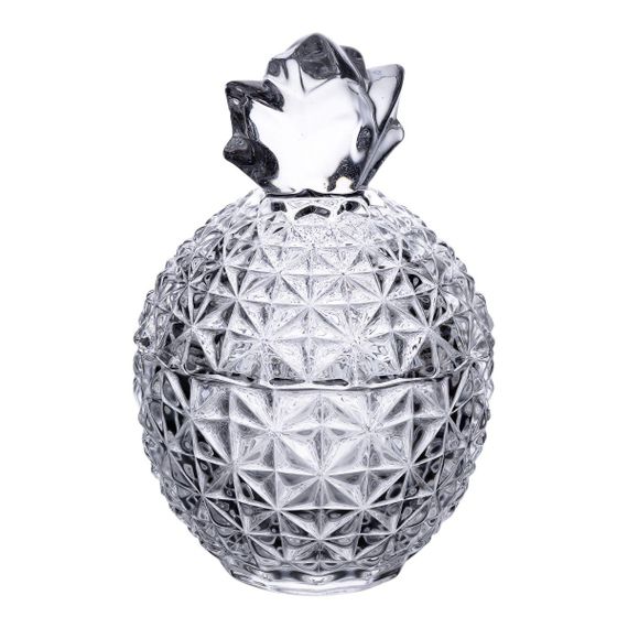 Цукерниця з кришкою Ø9 см ваза цукерниця кругла скляна прозора ананас HP-4-112