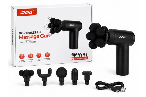 Перкусійний масажер MDHL Fascial Gun MD-9901 25 Вт + 5 насадок | Зображення 2