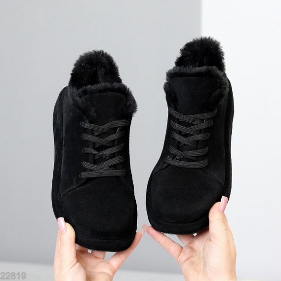 Мега стильные теплые черные туфли автоледи натуральная замша цвет на выбор | Зображення 6