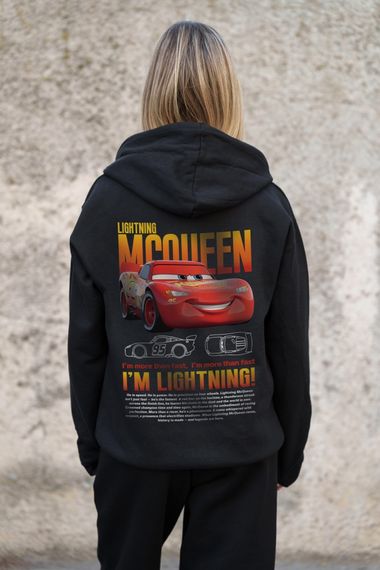 Утеплене зіп худі на флісі зіпер з принтом Mcqueen Without Kane Black | Зображення 6