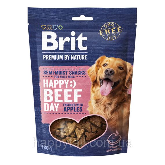 Ласощі для собак Brit Premium (Бріт Преміум) Semi-moist Snacks — напіввологі з яловичиною та яблуком, 180 г