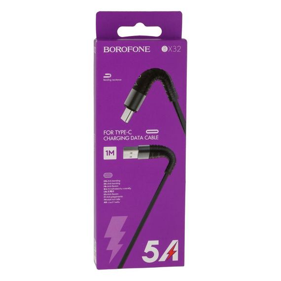 Кабель USB Borofone BX32 Munificent Type-C 1m Колір Чорний | Зображення 1