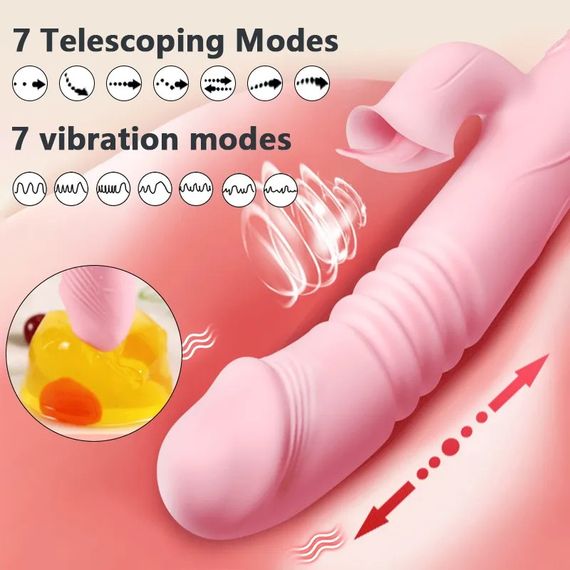 Вібромасажер «Serena» вагінально-кліторальний зі зворотно-поступальними рухами, подвійна стимуляція + sexstyle | Зображення 3