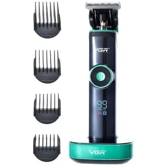 Універсальна машинка триммер для стрижки волосся VGR V-671 акумуляторний з набором насадок та LED дисплеєм | Зображення 8