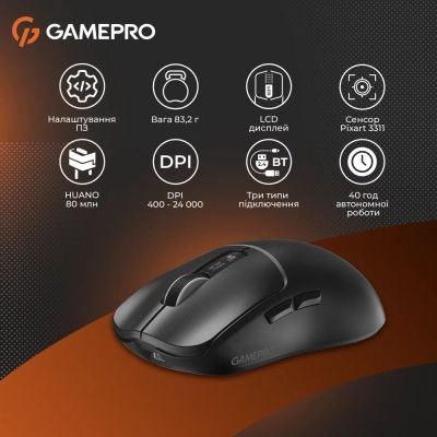 Мышка GamePro Genesis Ranker Wireless/Bluetooth/USB Black (GM012B) | Зображення 6