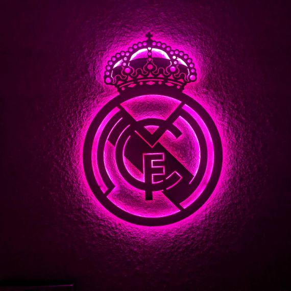 Панно декоративне картина на стіну емблема Реал LED 16 кольорів телефон 600х435 acr-p000049