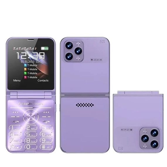 Кнопковий мобільний телефон розкладачка AIEK I15 Max на 4 сім карти Phiolet
