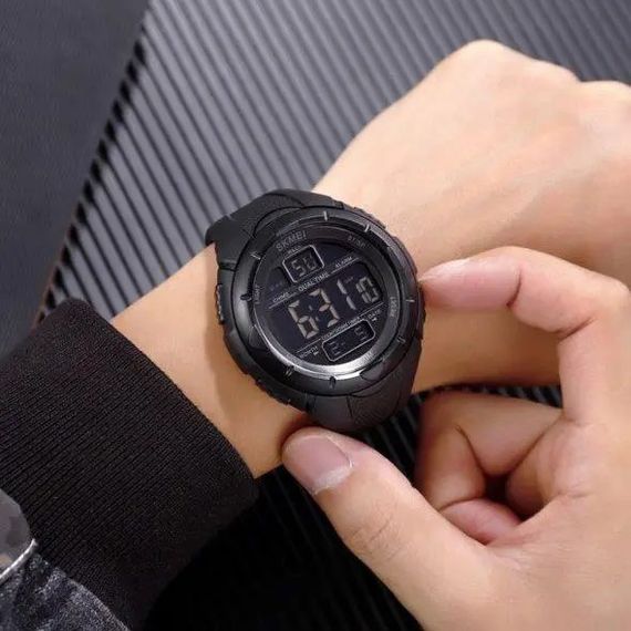 Годинник наручний чоловічий SKMEI 1656BK BLACK, водостійкий тактичний годинник. Колір: чорний | Зображення 5