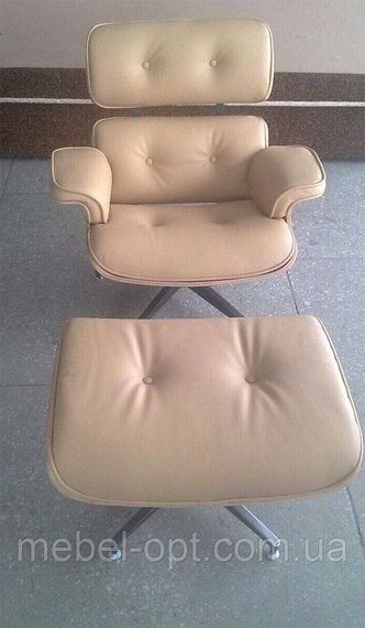 Дизайнерское кресло Eames Lounge Chair бежевый кожзам, дизайн Charles & Ray Eames | Зображення 3