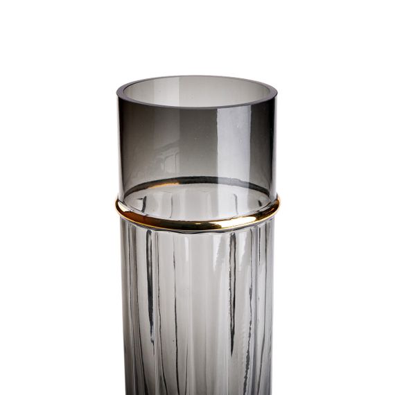 Ваза для цветов из стекла, декоративная, серая, 30 см HP-1705 | Зображення 1
