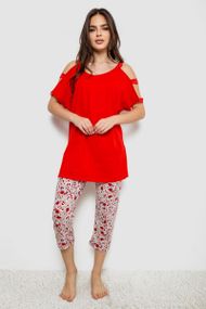 Пижама женская с принтом  -уценка, цвет красный, 243R1602-018-U-2