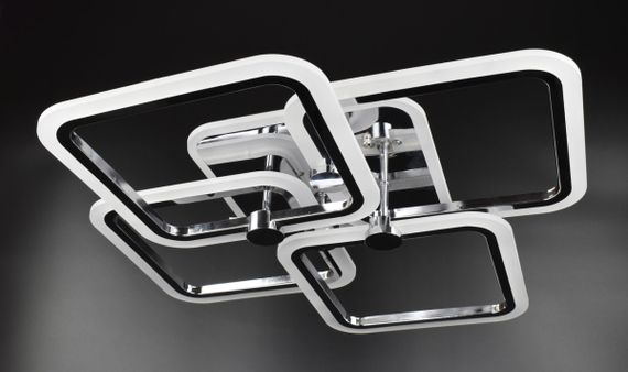 Люстра світлодіодна стельова LED світильник для квартири на стелю лед з пультом 26096 Хром 10х56х65 см.