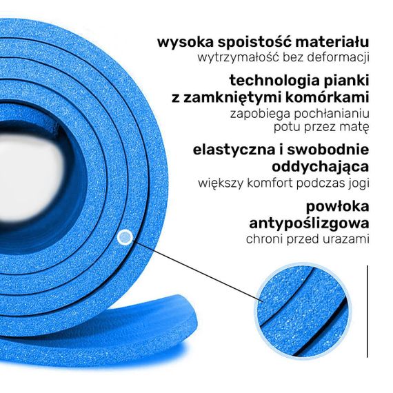Килимок для йоги та фітнесу + чохол 4yourhealth Fitness Yoga Mat 0101 (180*61*1см) Блакитний | Зображення 9