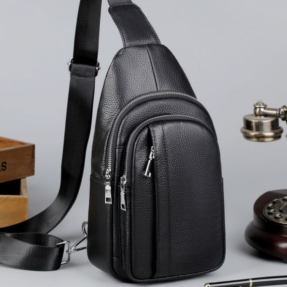 Мужской кожаный слинг на одно плечо сумка кросс боди TIDING BAG A25F-3204-1A