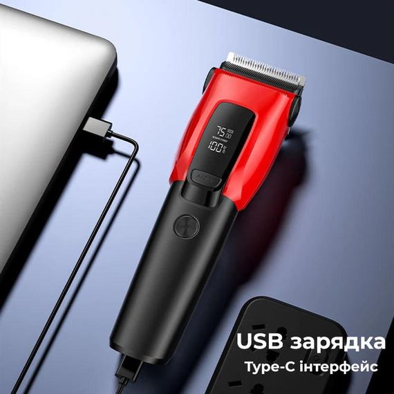 Набір для стрижки 6 в 1 VGR V-117 RED з 14 насадками та LED-дисплеєм (46246-V-117 RED_715) | Зображення 5