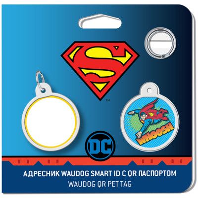 Адресник для животных WAUDOG Smart ID с QR паспортом "Полет Супермена", круг 25 мм (0625-1017ru-eng) | Зображення 3