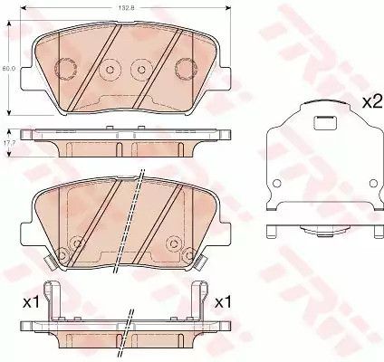Колодки передні гальмівні Elantra 11-, TRW (GDB3549) (58101-3XA20) | Зображення 1