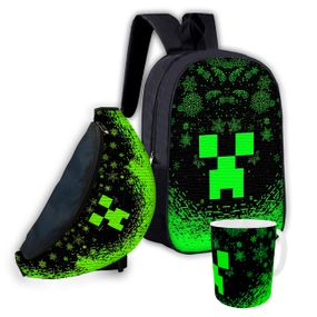 Набор детский Майнкрафт Крипер"Minecraft" рюкзак 36х27см сумка-бананка,кружка с принтом для мальчика (01559)