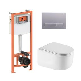 Готове рішення Qtap для ванної кімнати: підвісний унітаз Taurus Ultra Quiet 485×360×350 + комплект інсталяції Nest 4 в 1