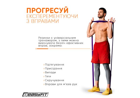 Гумова петля-еспандер Easyfit Origin 15-45 кг гумка для підтягувань, фітнесу та тренувань Фіолетова (EF-2654-4) | Зображення 6