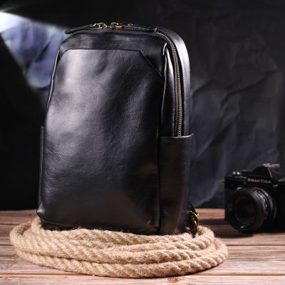 Сумка Vintage Чоловіча через плече з натуральної гладкої шкіри Чорна (21286) | Зображення 2