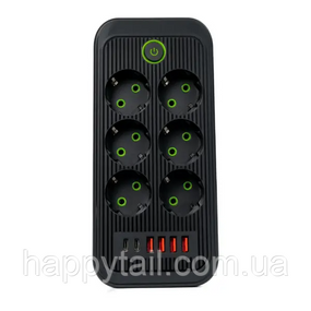 Мережевий фільтр-подовжувач 6 розеток 4 USB-A + 2USB Type-C 5м HP-5-54