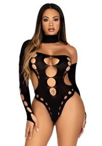 Безшовне боді на одне плече Leg Avenue Seamless thong back bodysuit, One Size, чорне sexstyle