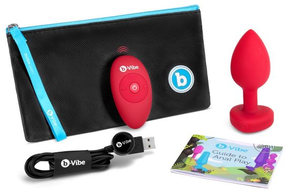 Анальная пробка с вибрацией и пультом управления B-Vibe Vibrating Heart Plug M/L Red sexstyle | Зображення 6