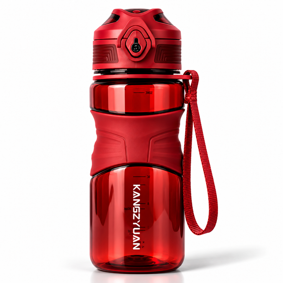 Бутылка для воды KANGZYUAN 450 мл спортивная красная из тритана Tritan BPA Free ударопрочная с эргономичной крышкой