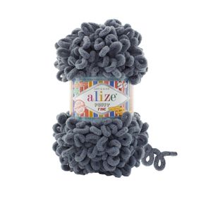 Пряжа ALIZE PUFFY FINE 87 серый ализе пуффи файн фантазийная нить плюшевая
