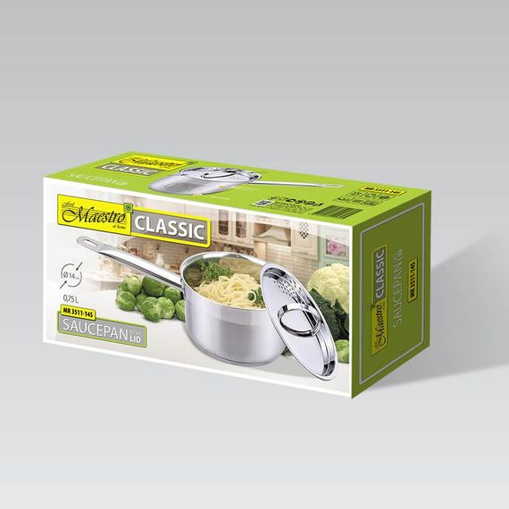 Кухонний ковш Maestro MR-3511-14S, 0.75 л, 14 см, з нержавіючої сталі з кришкою, для всіх типів плит | Зображення 4