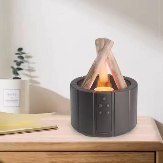 Зволожувач повітря у вигляді багаття з імітацією полум'я Bonfire Himidifier Чорний