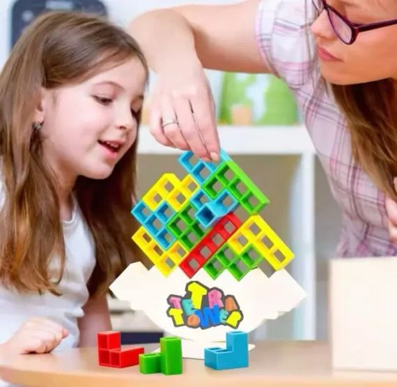 Настільна гра балансуючий тетріс Tetra Tower, Башня 16 блоки | Зображення 1